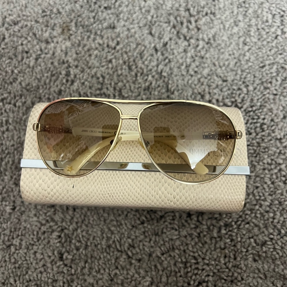 JIMMY CHOO Gold Aviator Sunglasses